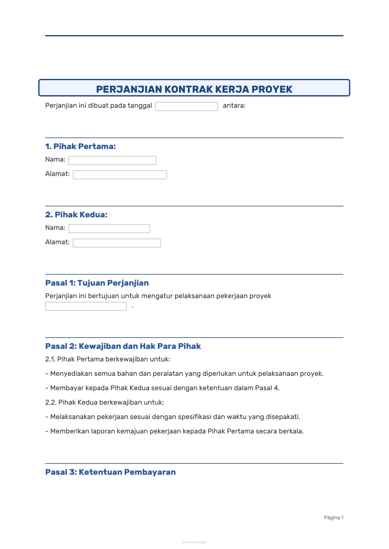 Borongan Contoh Surat Kontrak Kerja Proyek