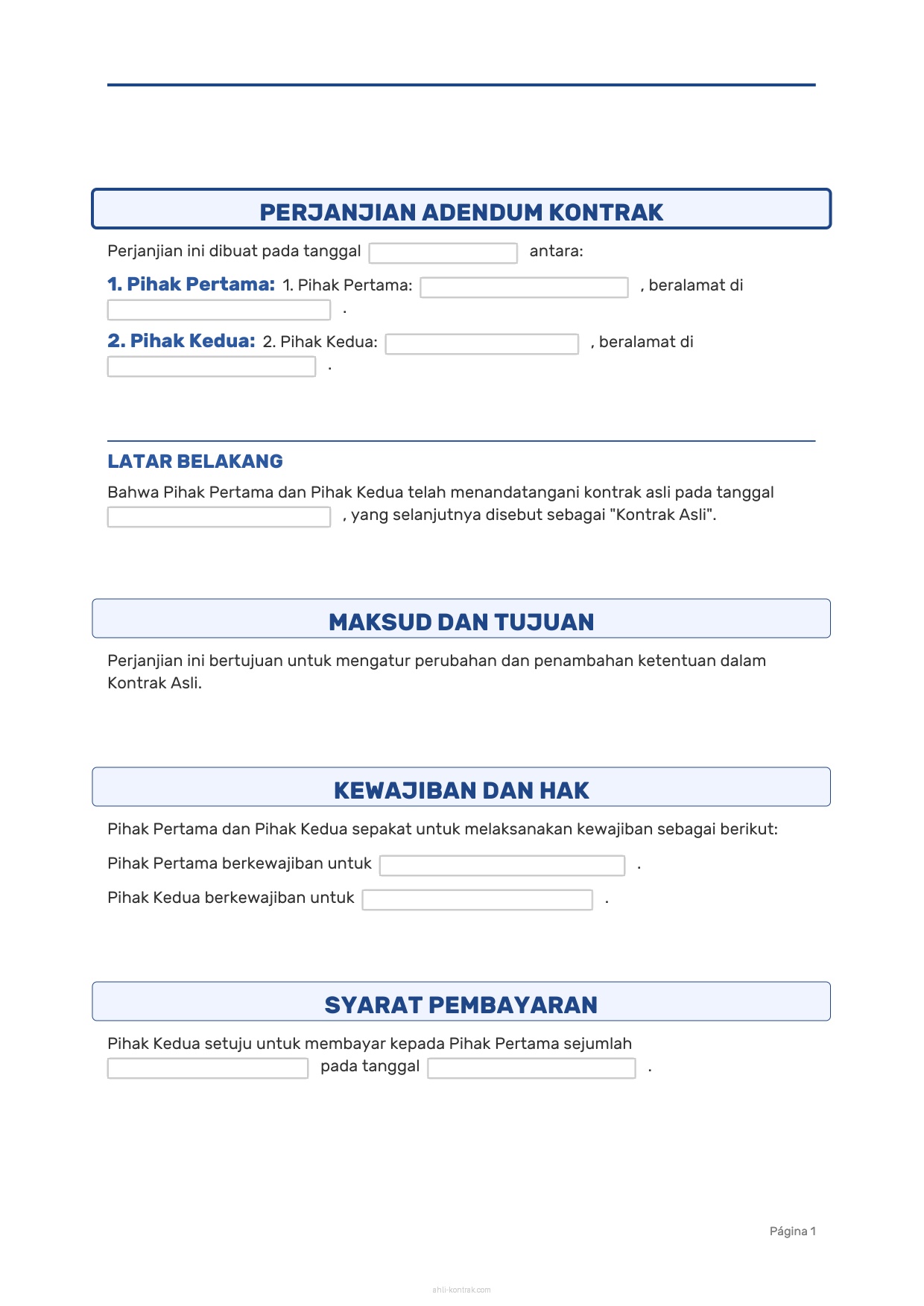 Contoh Surat Adendum Kontrak