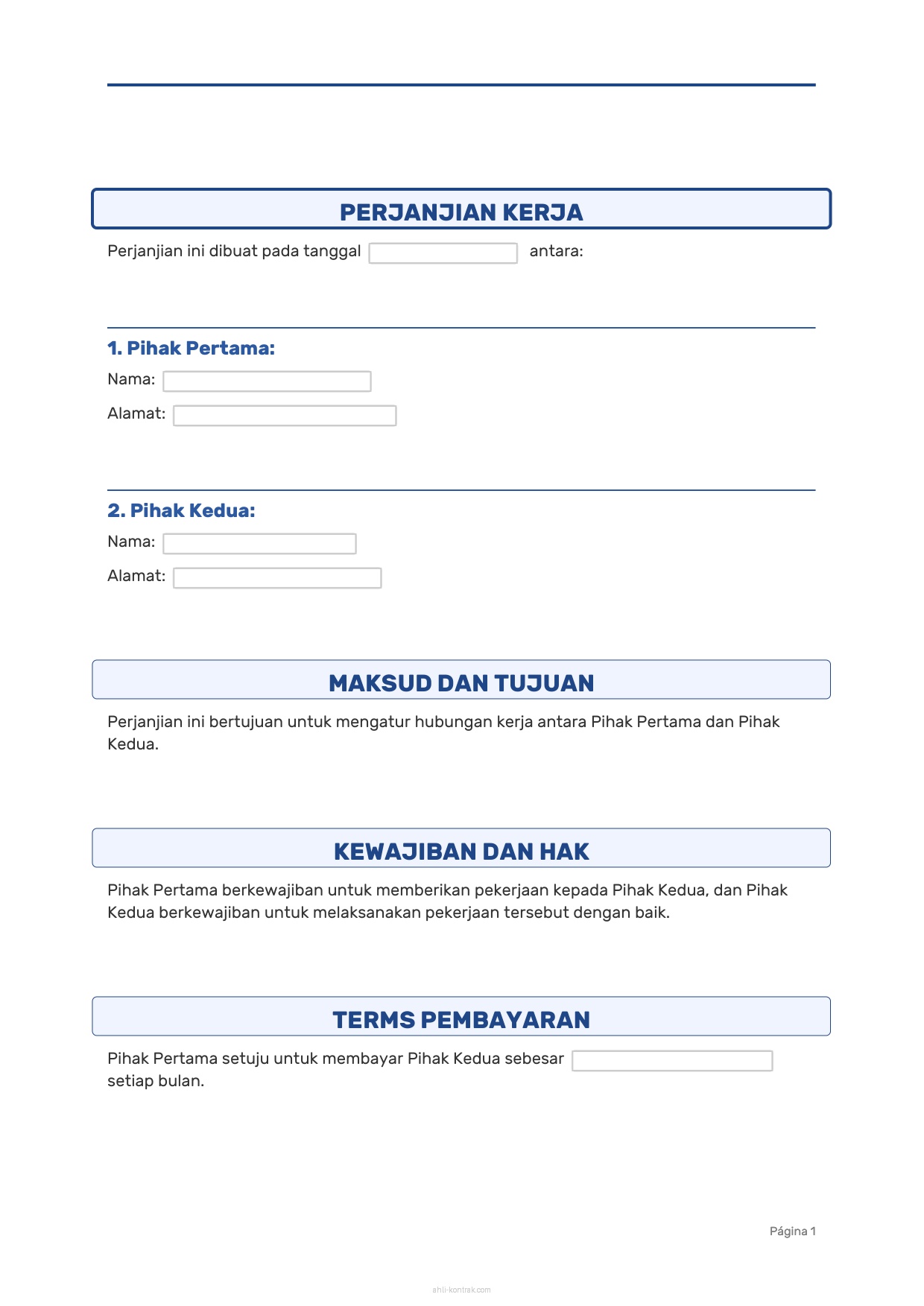 Contoh Surat Kontrak Kerja Sederhana Doc