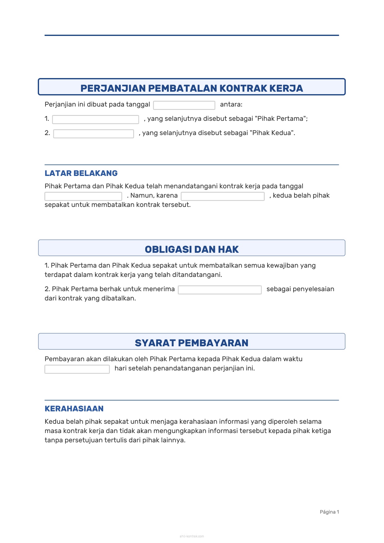 Contoh Surat Pembatalan Kontrak Kerja