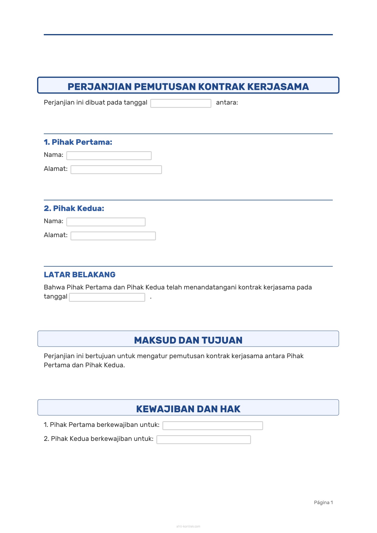 Contoh Surat Pemutusan Kontrak Kerjasama