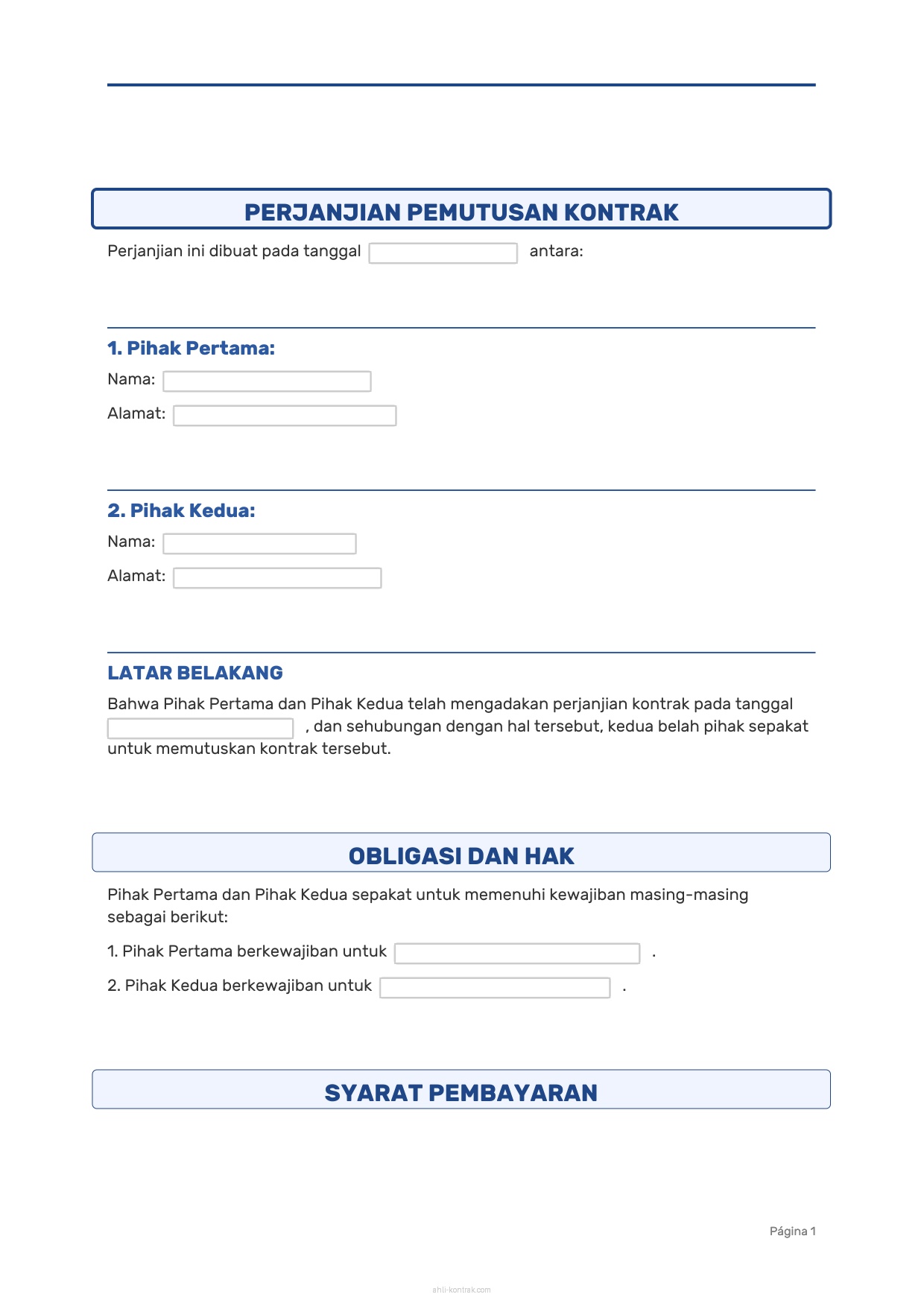 Contoh Surat Pemutusan Kontrak