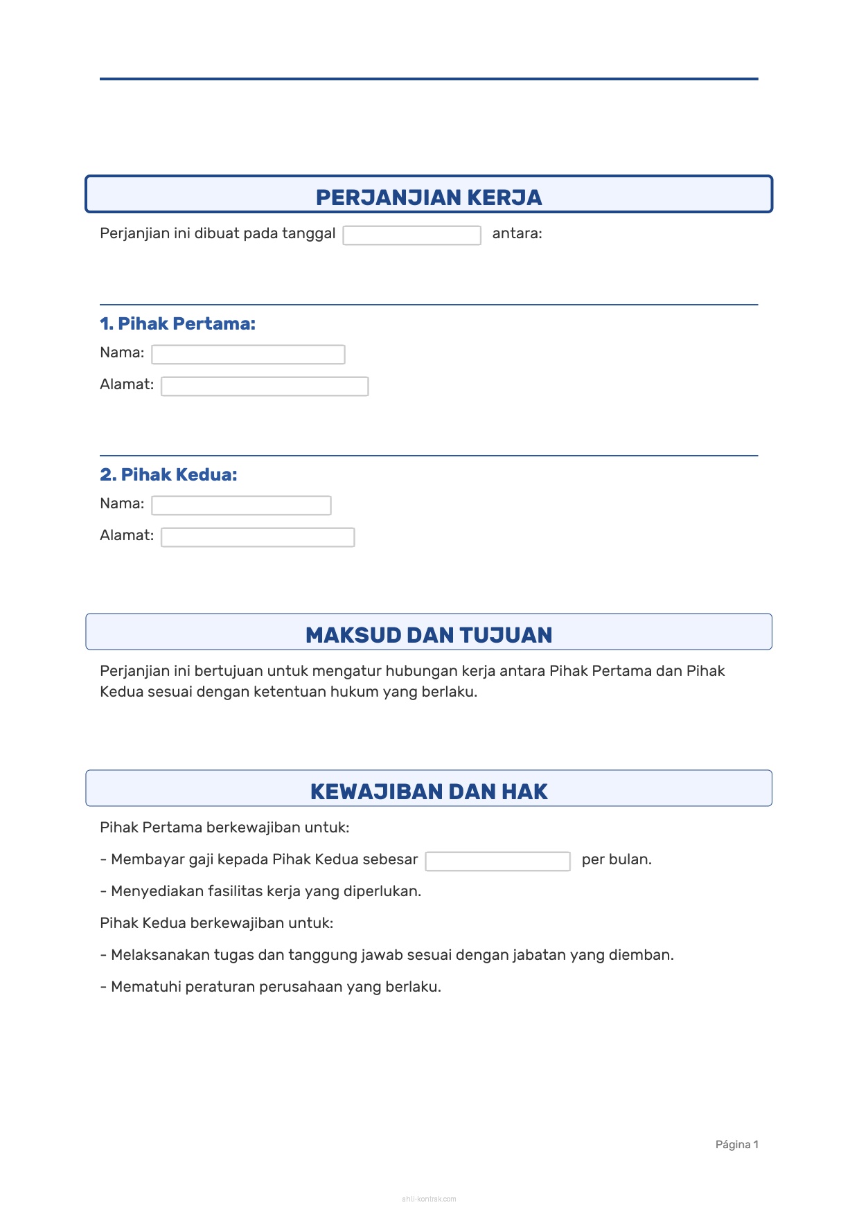 Contoh Surat Perjanjian Kontrak Kerja Karyawan Swasta Doc