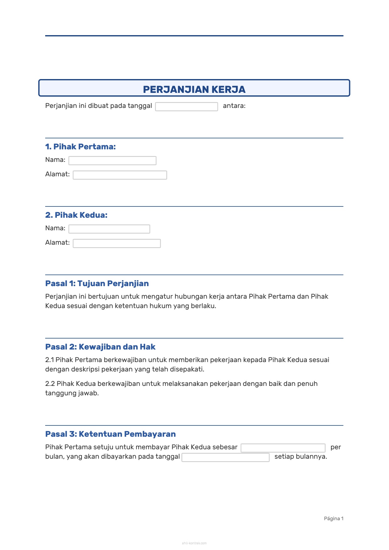 Contoh Surat Perjanjian Kontrak Kerja Karyawan Swasta Pdf