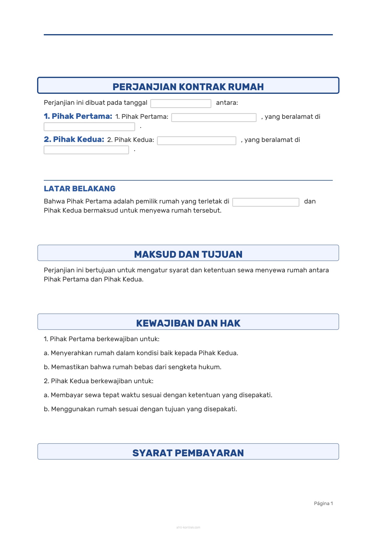 Contoh Surat Perjanjian Kontrak Rumah Pdf
