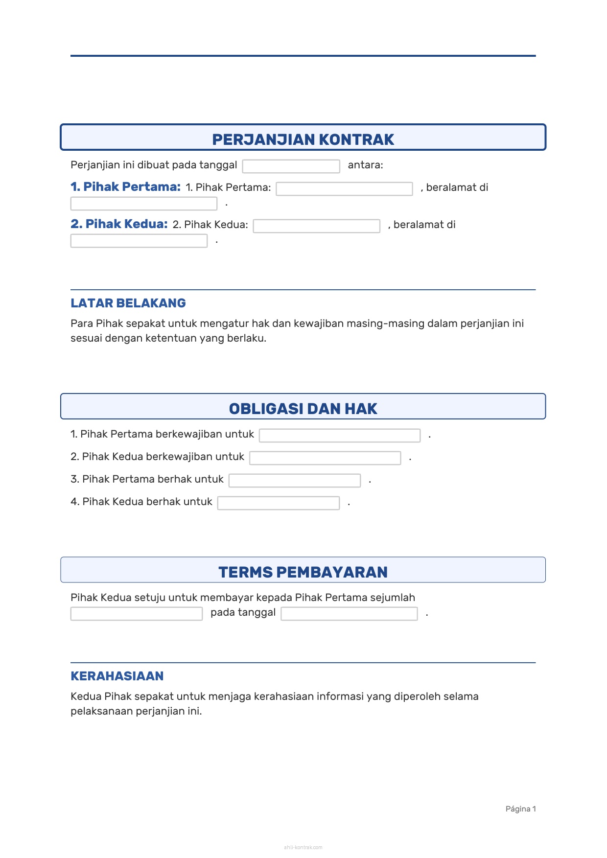 Contoh Surat Perjanjian Kontrak