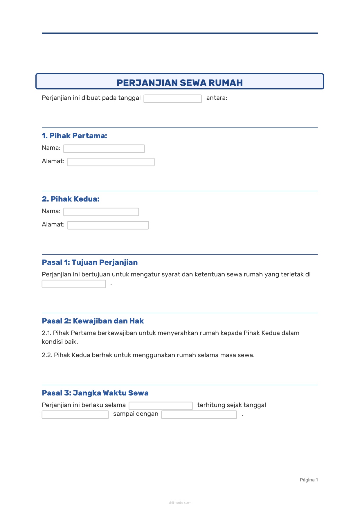 Contoh Surat Pernyataan Kontrak Rumah