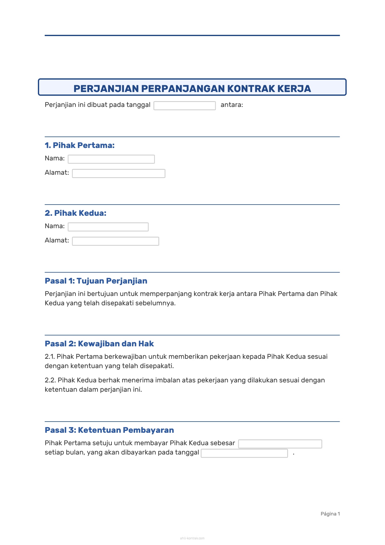 Contoh Surat Perpanjangan Kontrak Kerja Karyawan Swasta