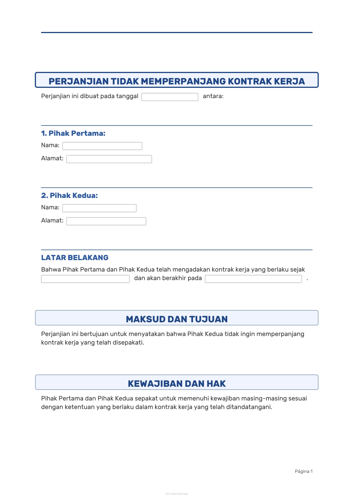 Contoh Surat Tidak Ingin Memperpanjang Kontrak Kerja