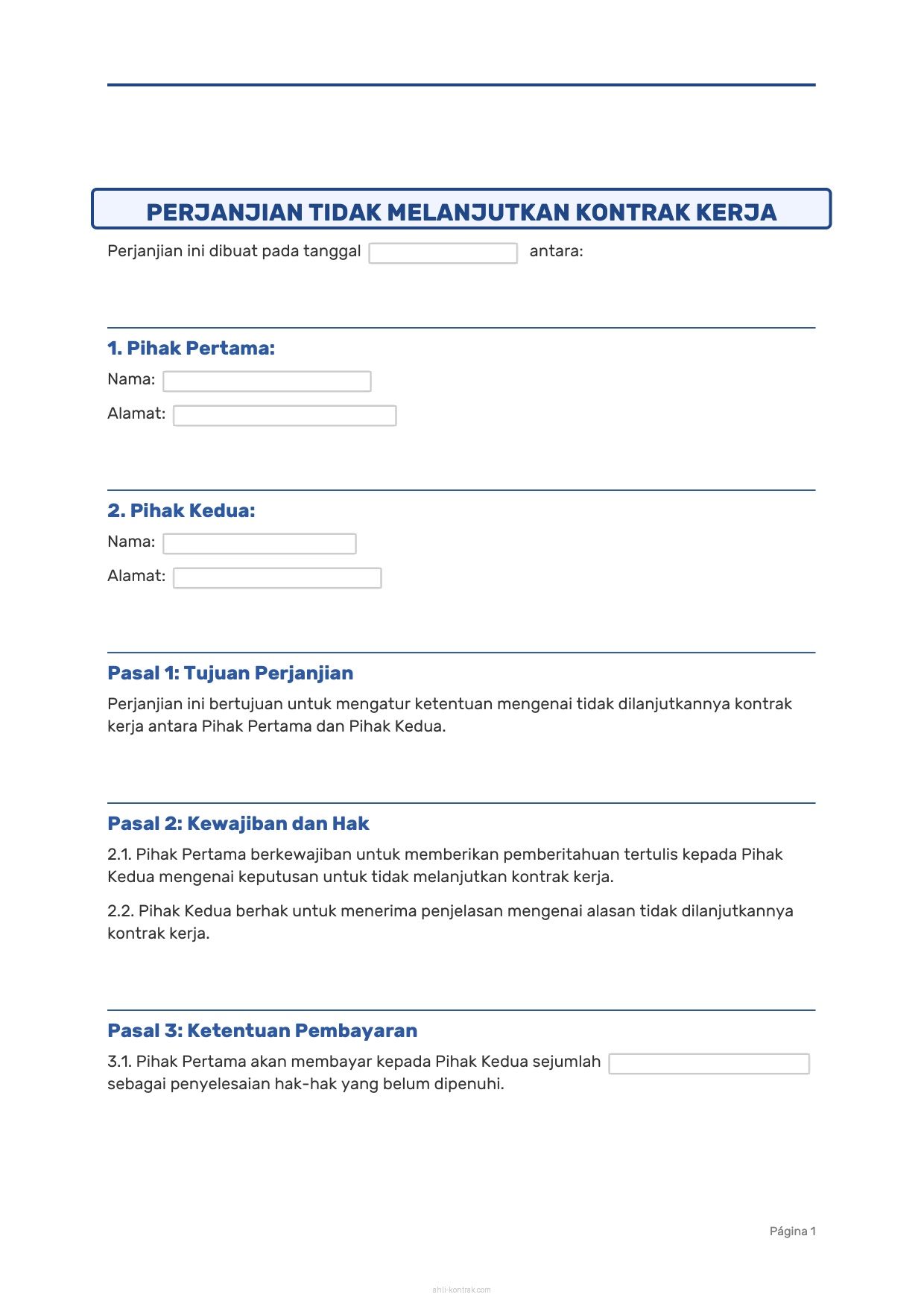 Contoh Surat Tidak Melanjutkan Kontrak Kerja