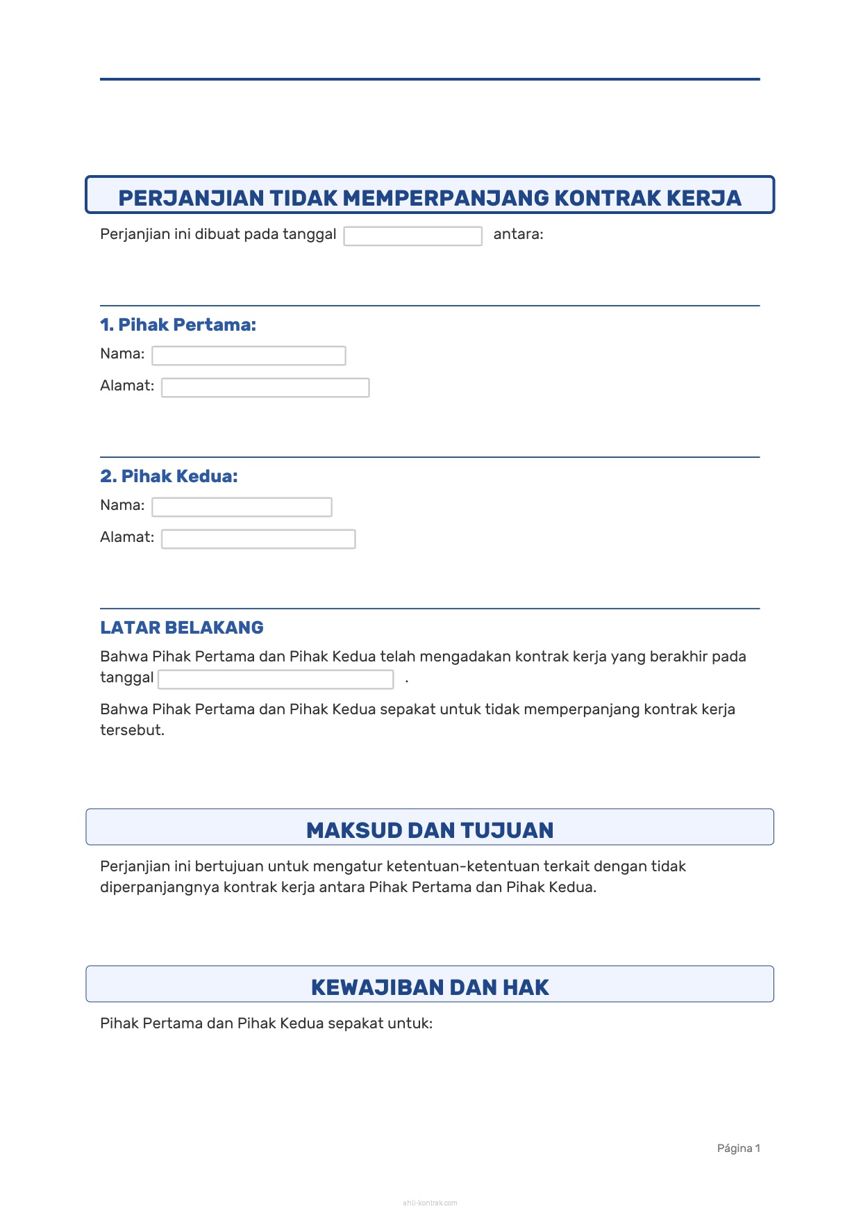 Contoh Surat Tidak Memperpanjang Kontrak Kerja