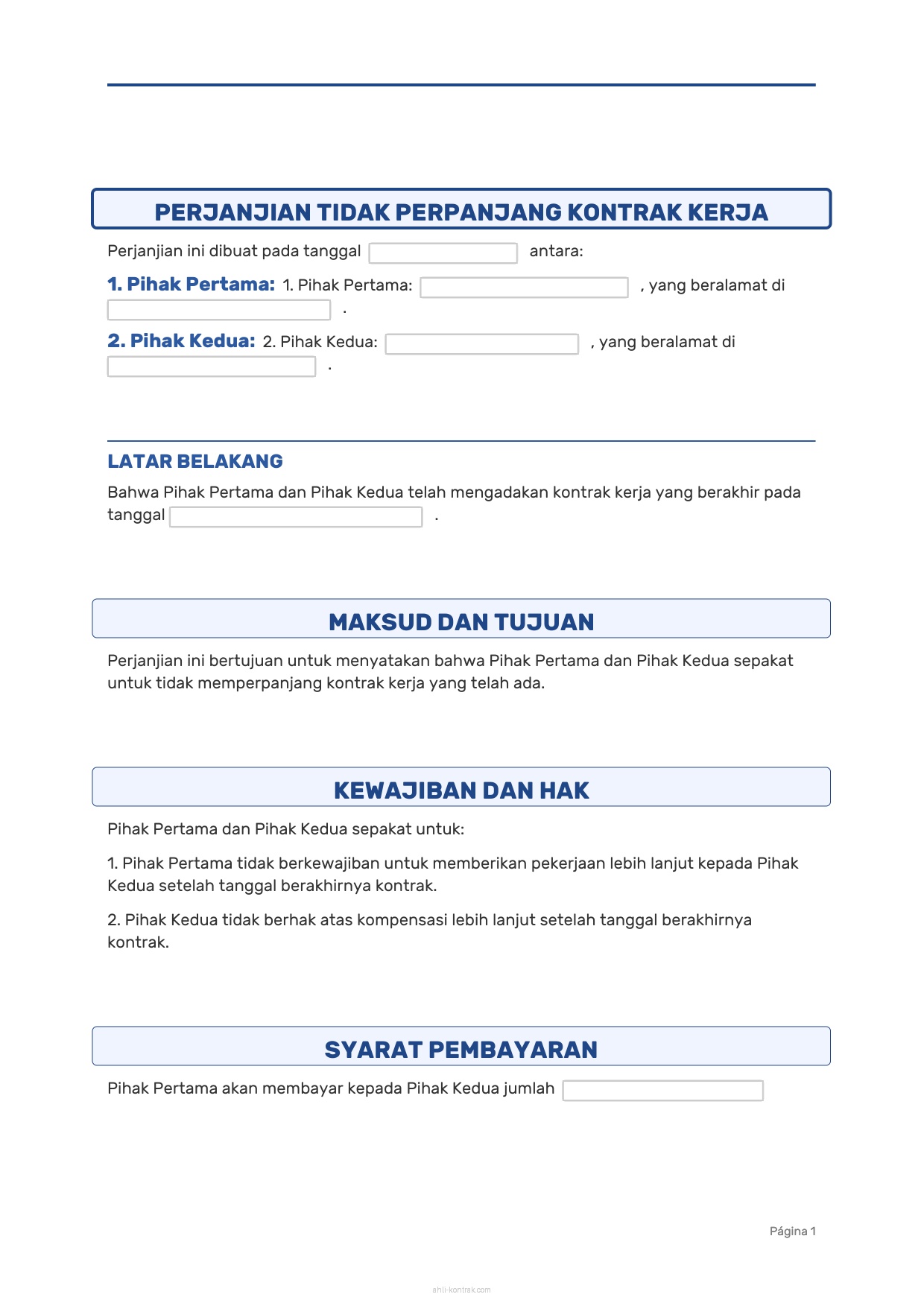 Contoh Surat Tidak Perpanjang Kontrak Kerja