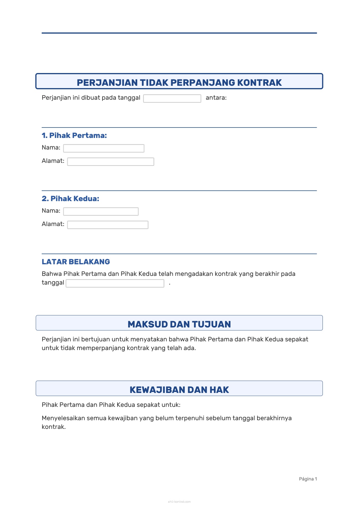 Contoh Surat Tidak Perpanjang Kontrak