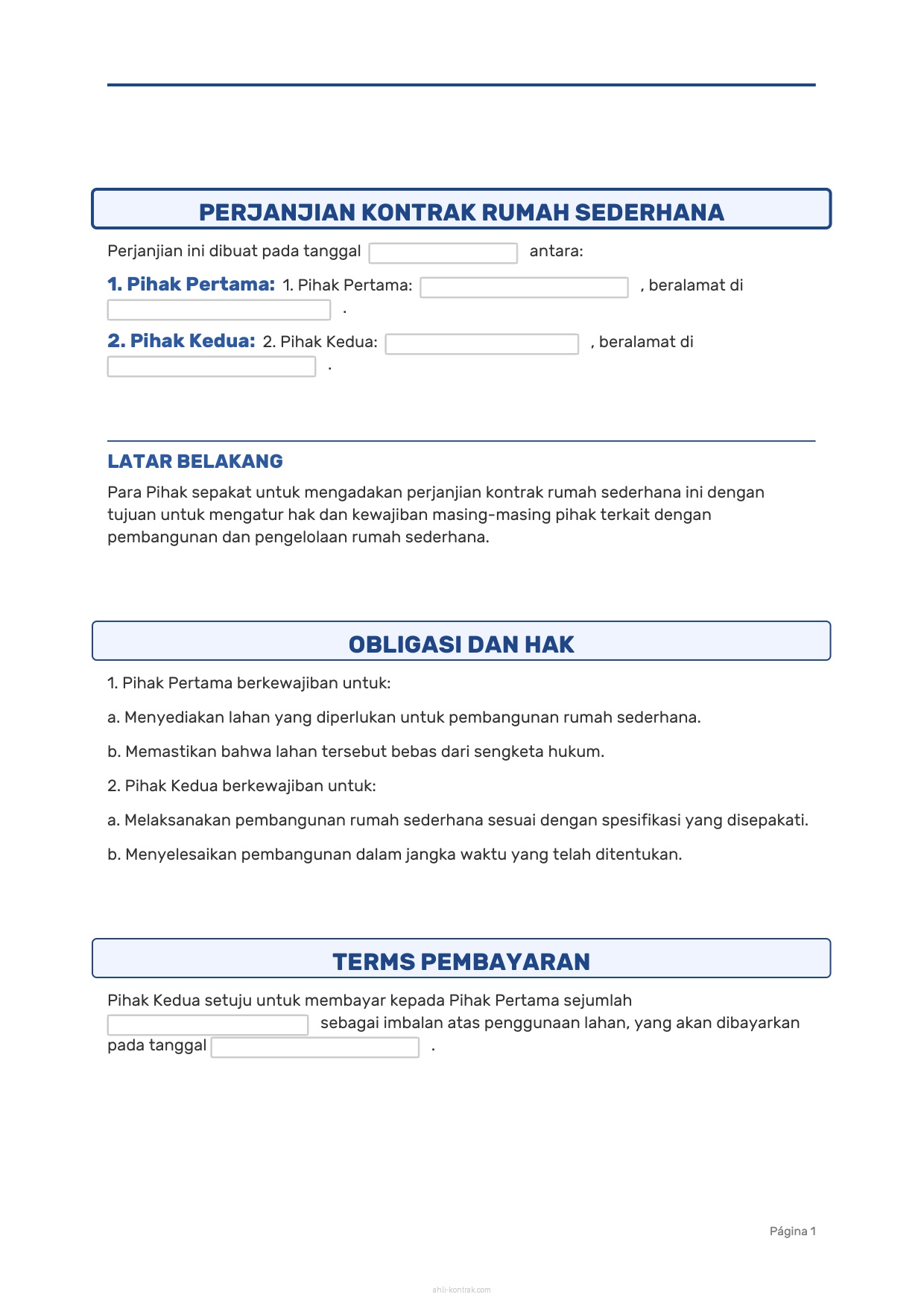 Download Surat Perjanjian Kontrak Rumah Sederhana