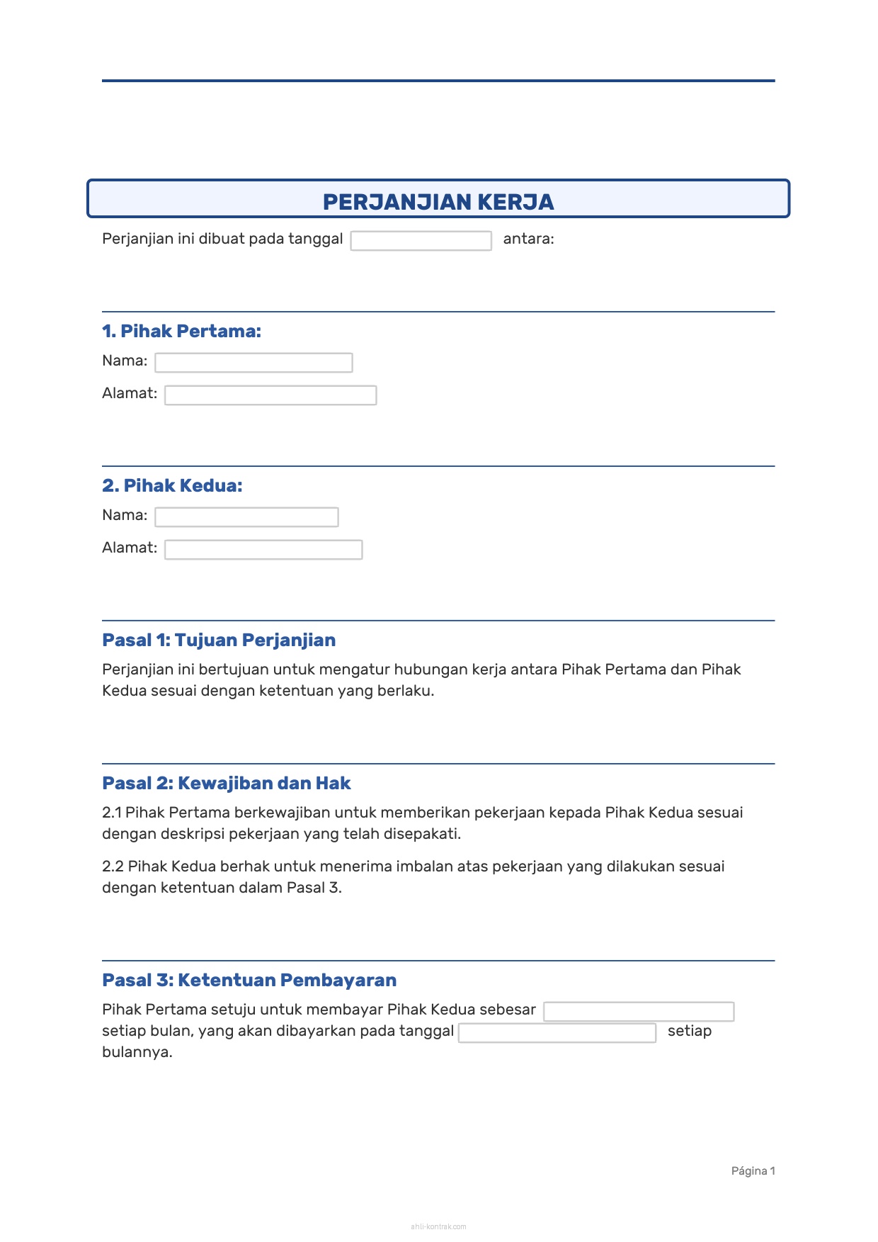 Surat Kontrak Kerja Bin Cpns