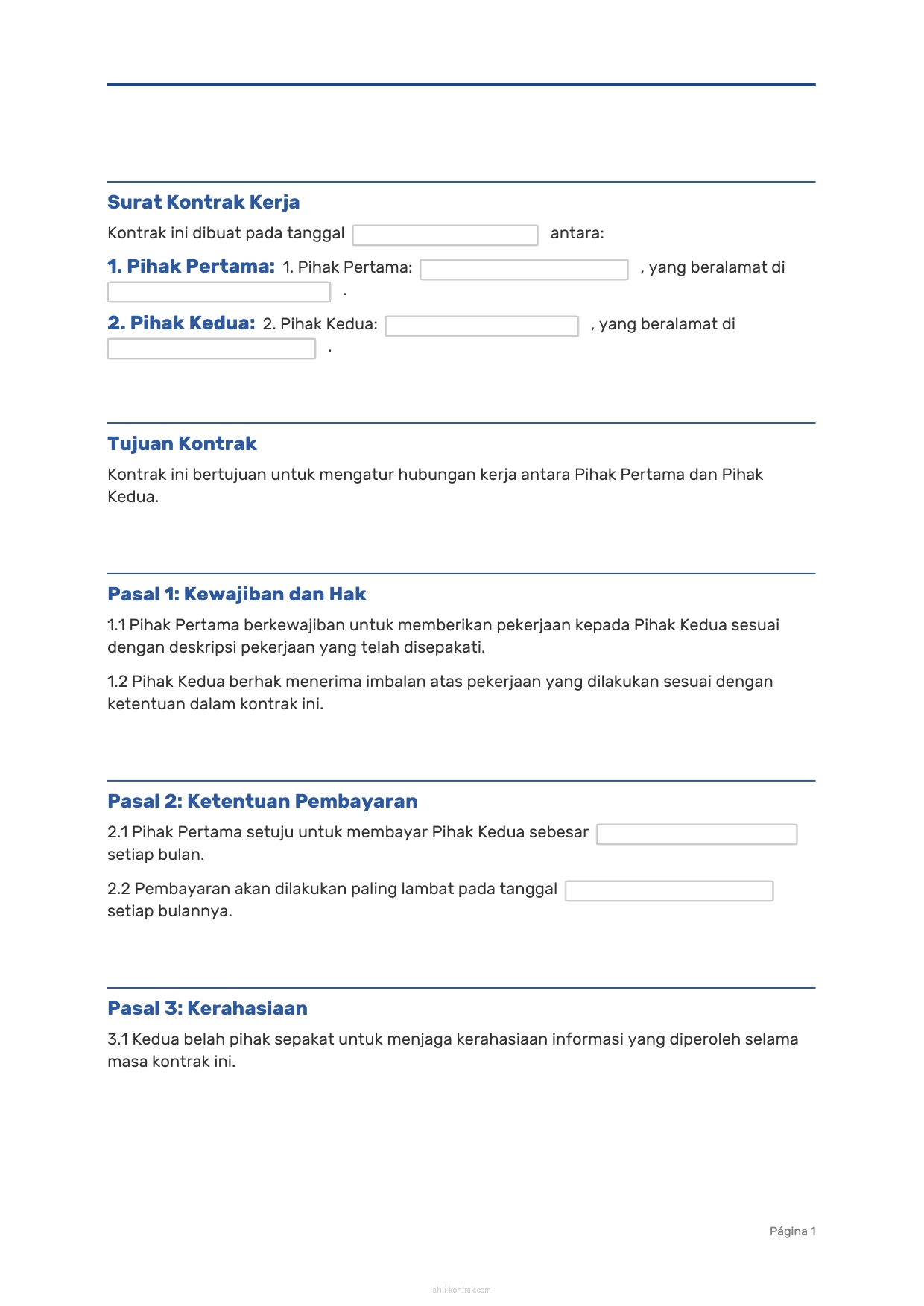 Surat Kontrak Kerja Pdf
