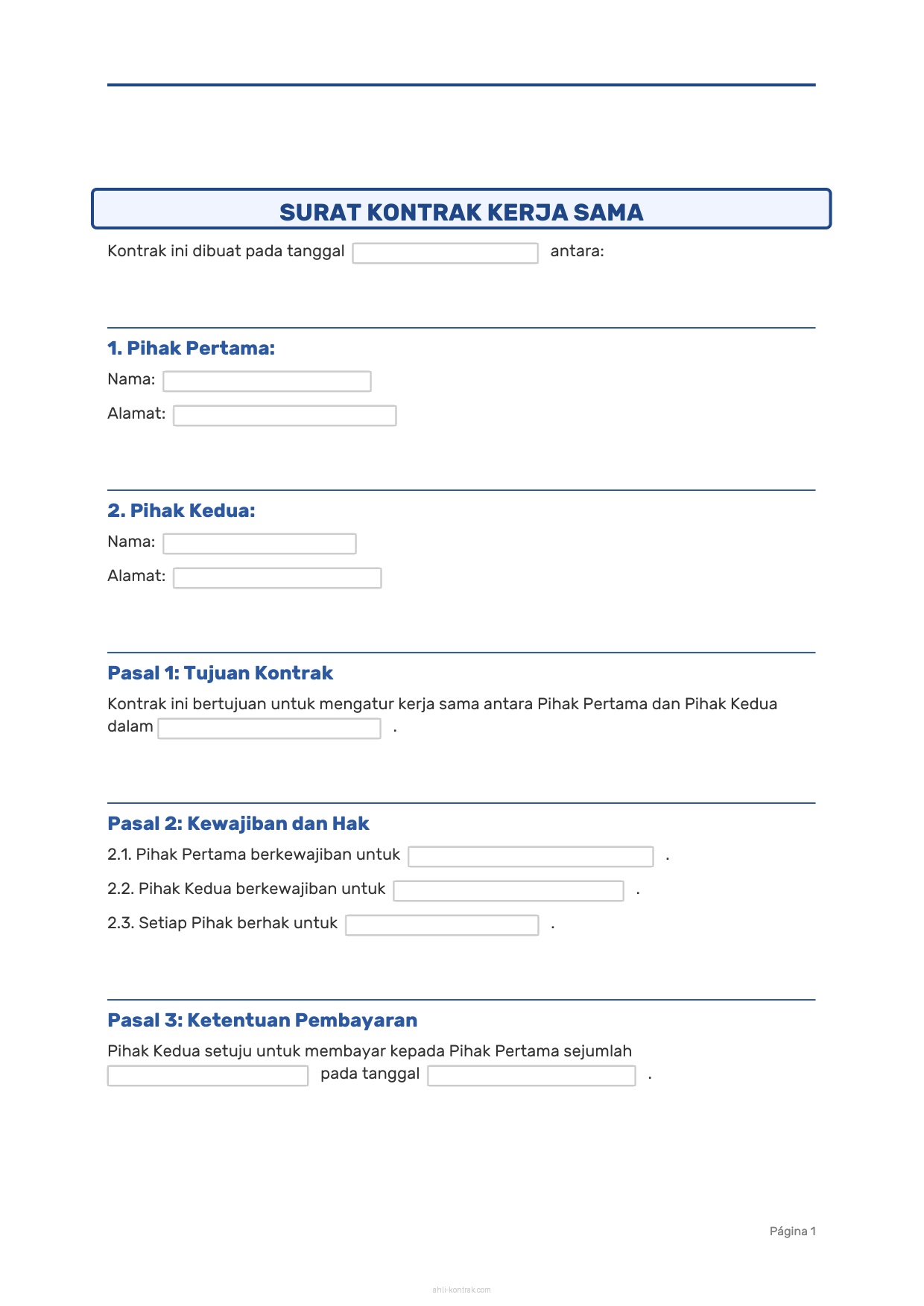 Surat Kontrak Kerja Sama