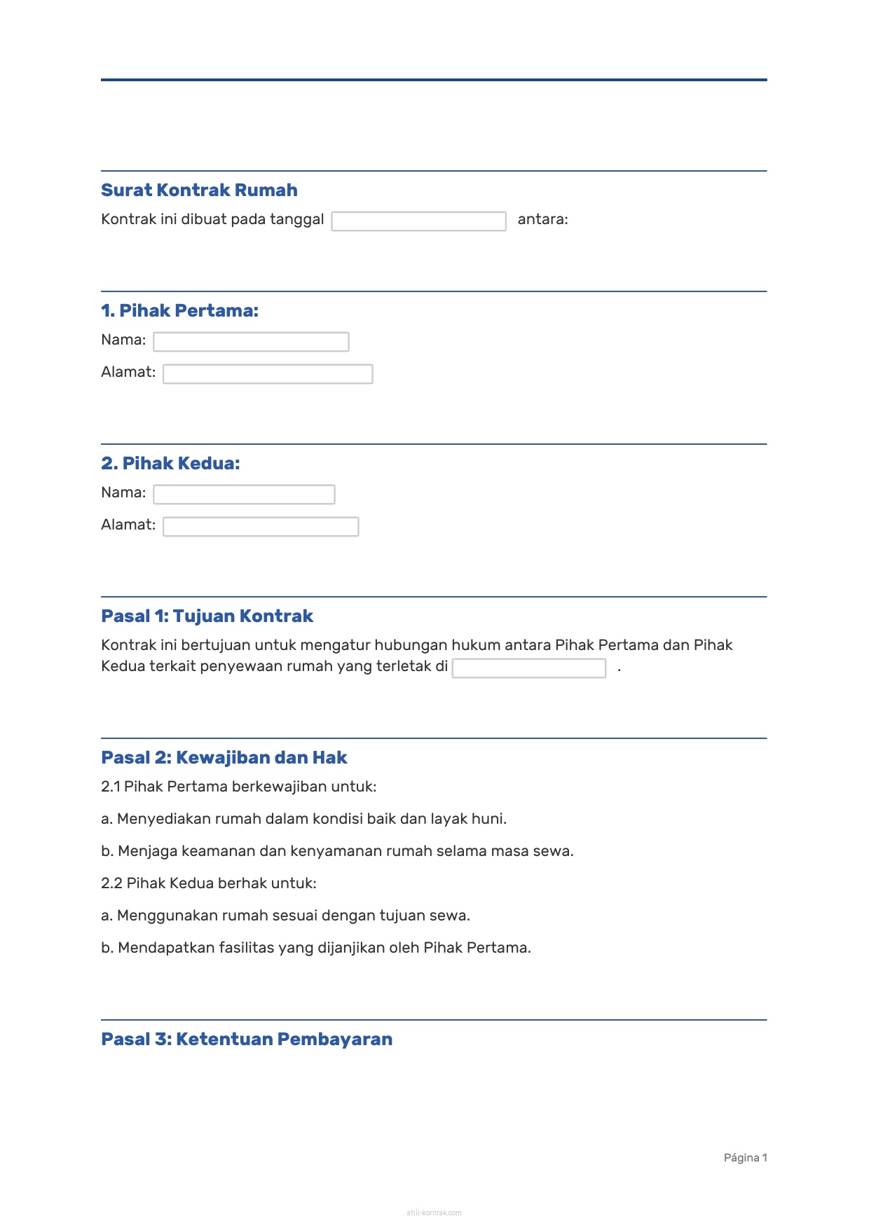 Surat Kontrak Rumah