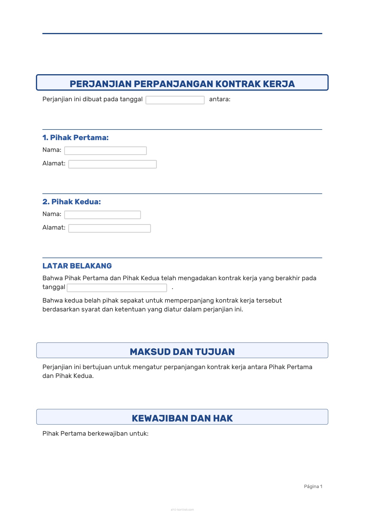 Surat Lamaran Perpanjangan Kontrak Kerja