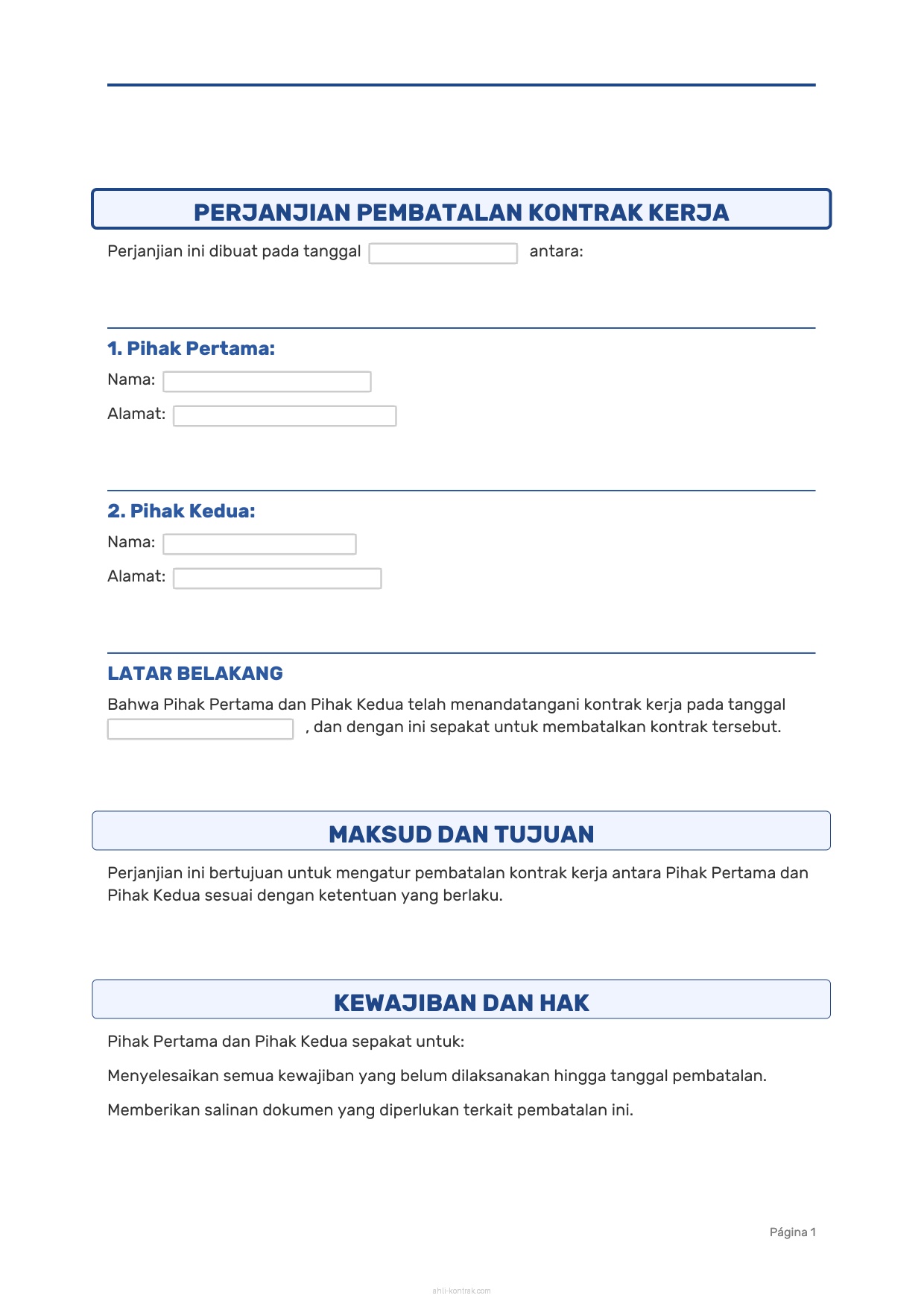 Surat Pembatalan Kontrak Kerja