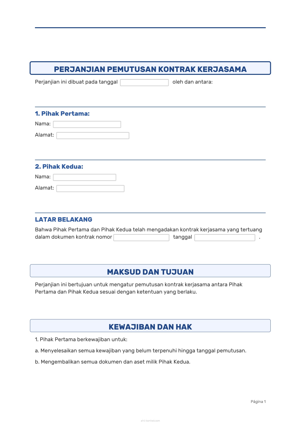 Surat Pemutusan Kontrak Kerjasama