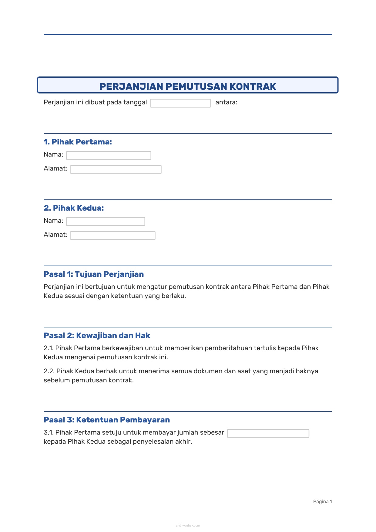 Surat Pemutusan Kontrak