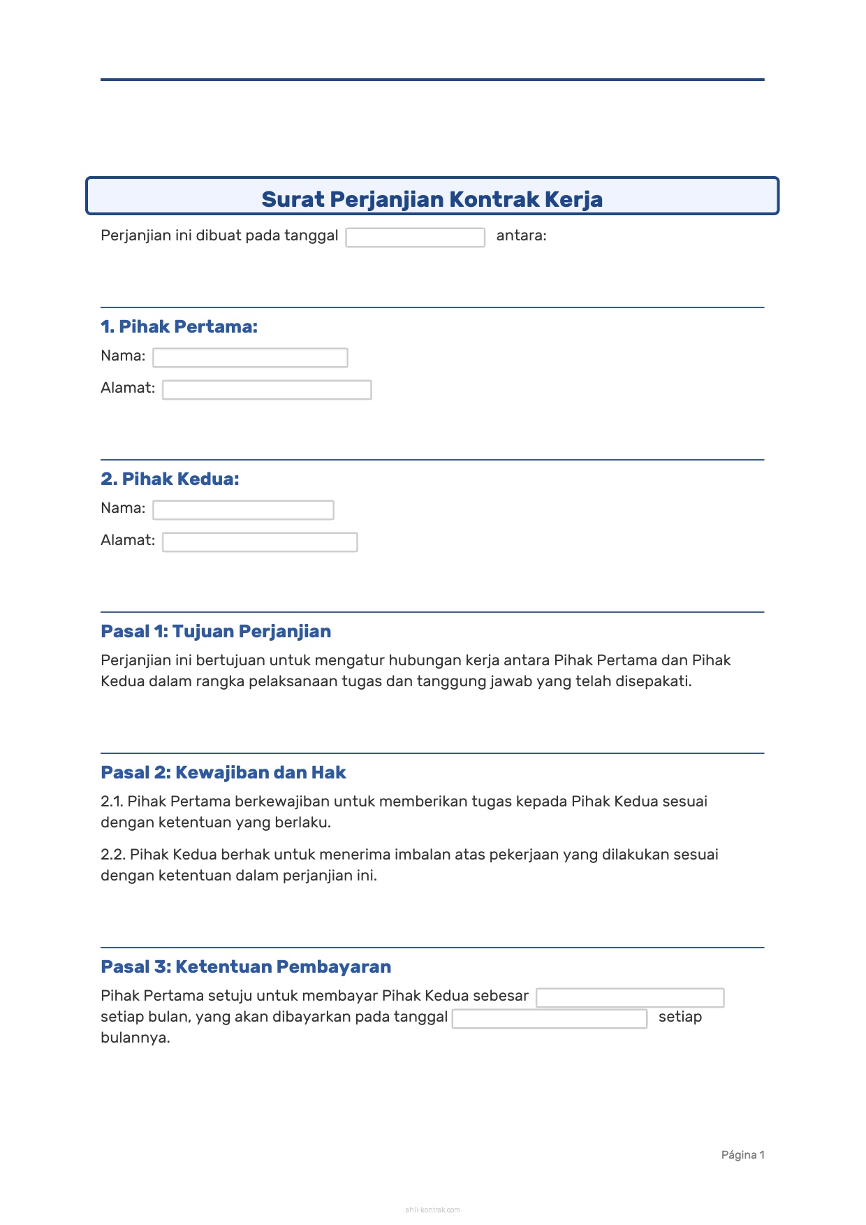 Surat Perjanjian Kontrak Kerja Bin Cpns 2024