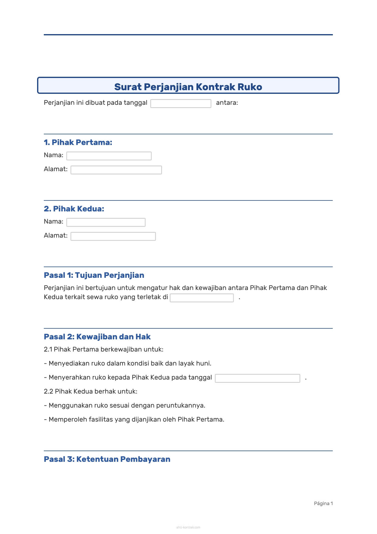 Surat Perjanjian Kontrak Ruko Pdf