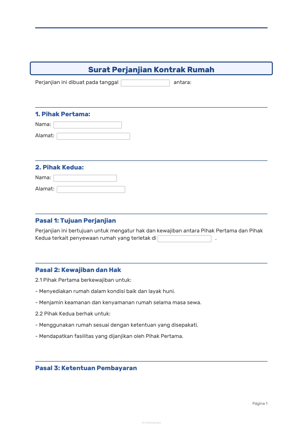 Surat Perjanjian Kontrak Rumah Bermaterai Pdf