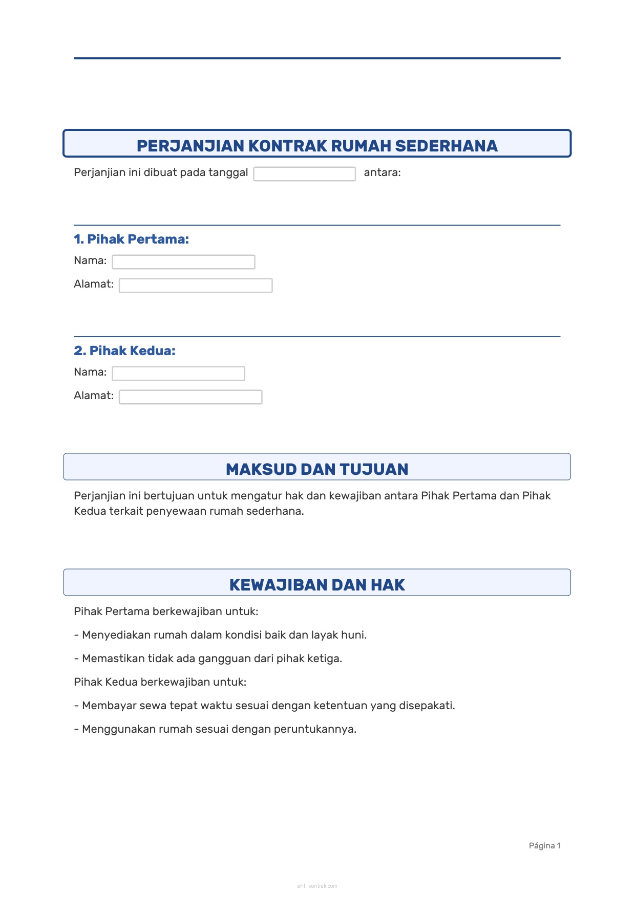 Surat Perjanjian Kontrak Rumah Sederhana Pdf