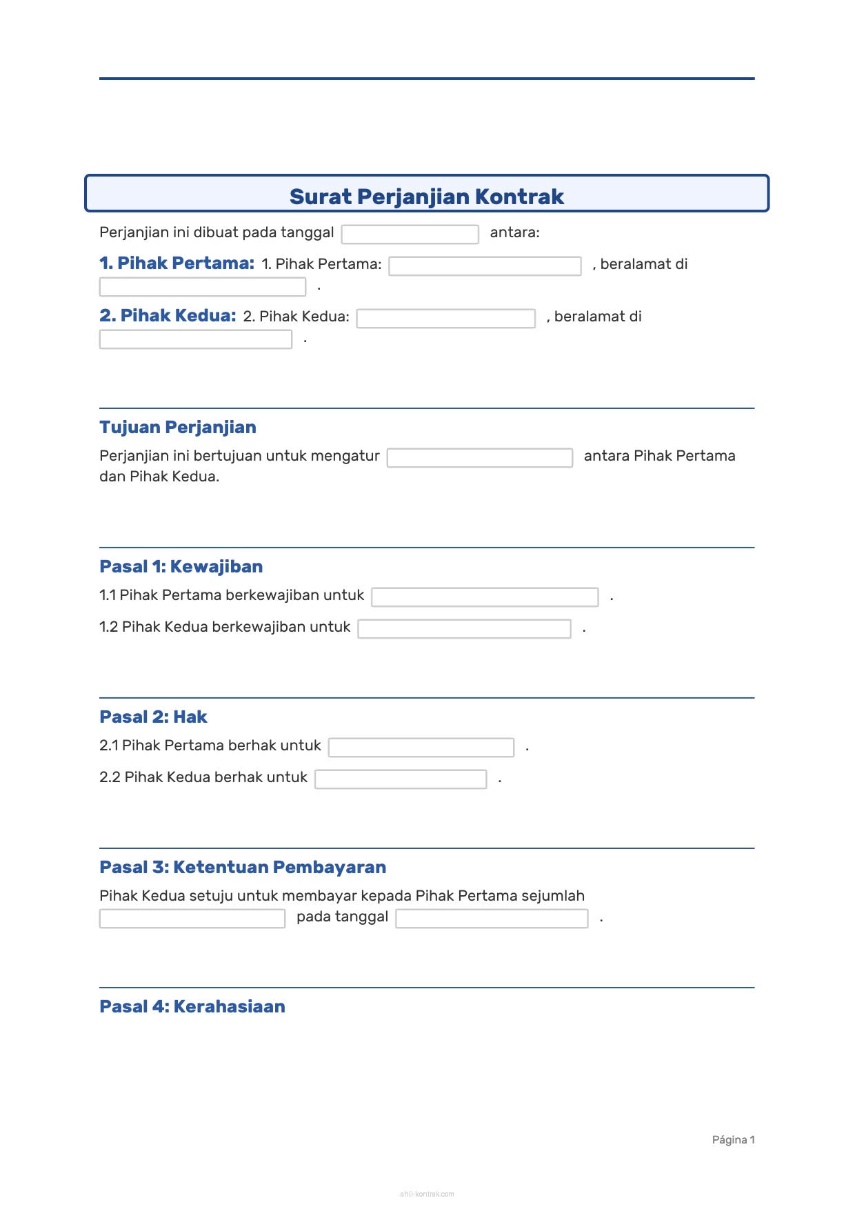 Surat Perjanjian Kontrak