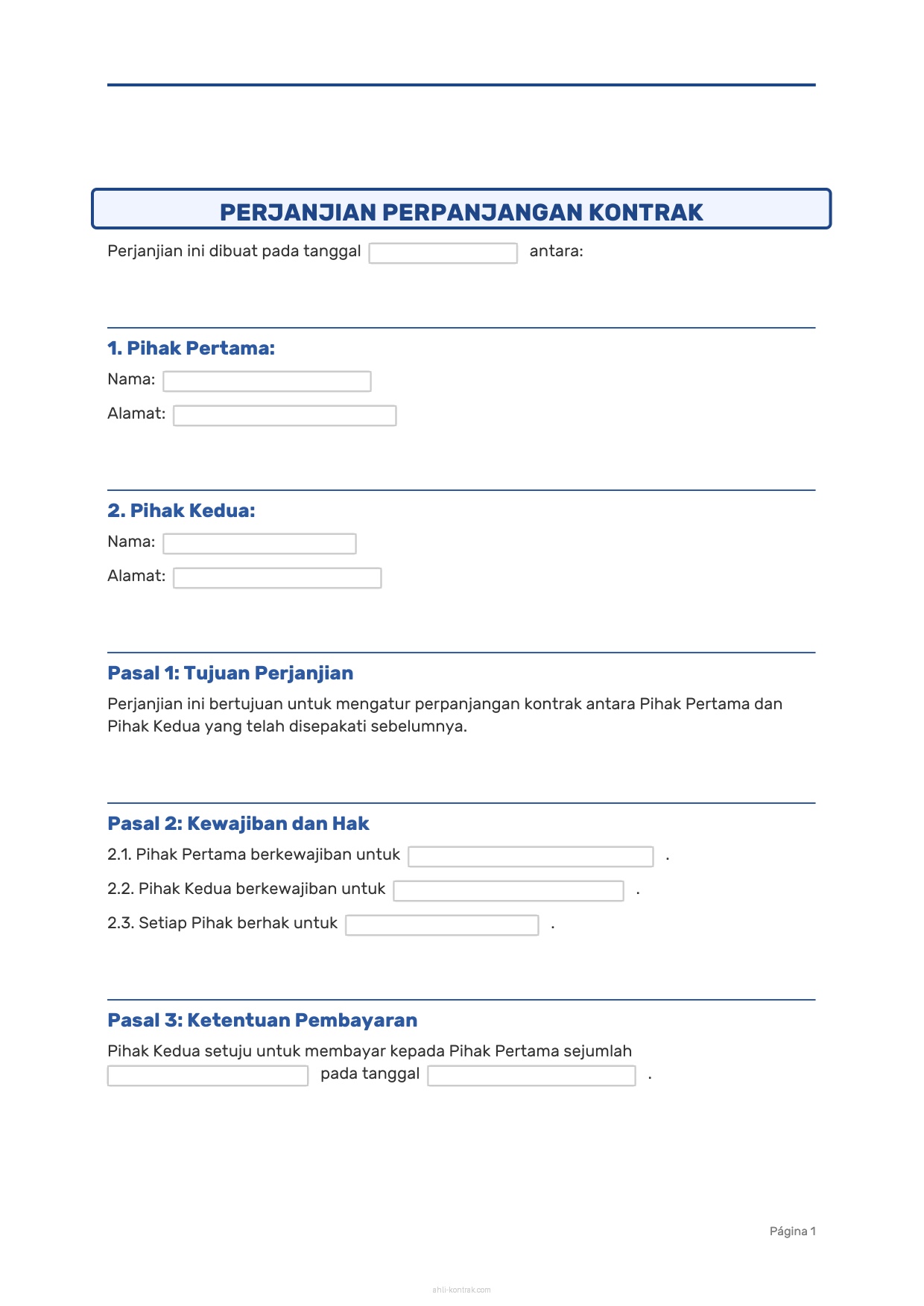 Surat Permohonan Perpanjangan Kontrak Word