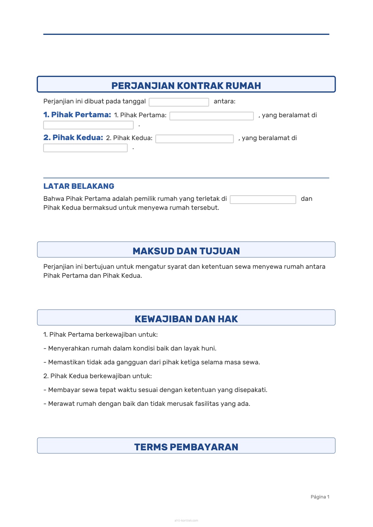 Surat Pernyataan Kontrak Rumah