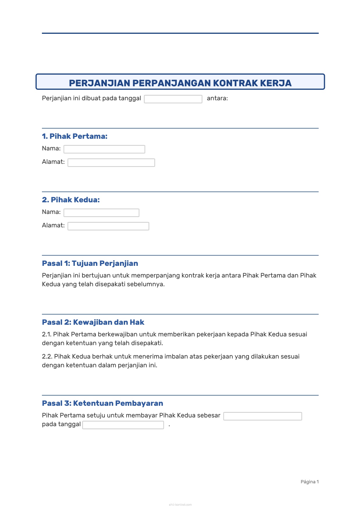 Surat Perpanjang Kontrak Kerja