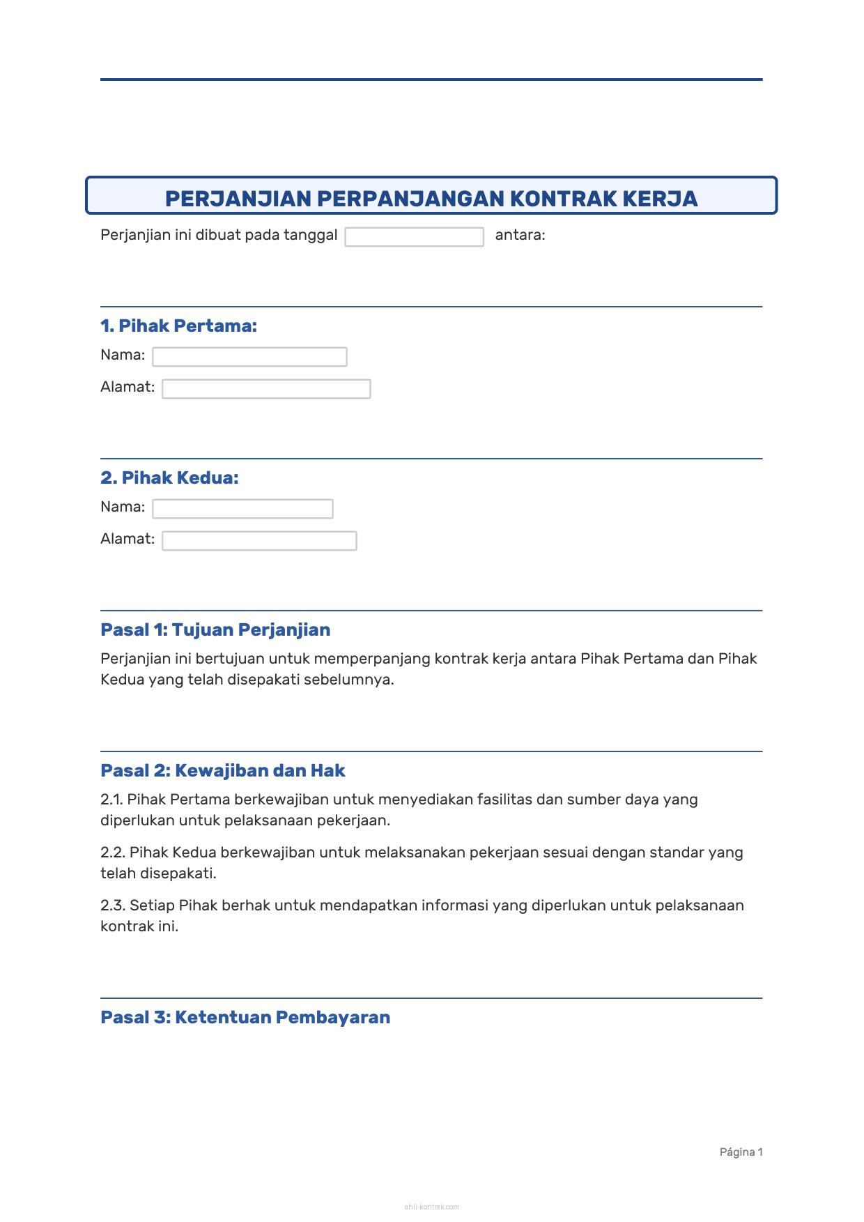 Surat Perpanjangan Kontrak Kerja Pabrik
