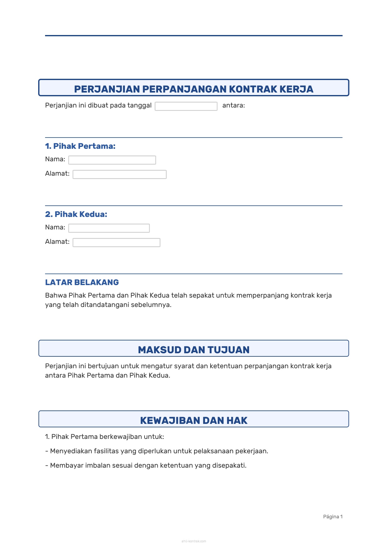 Surat Perpanjangan Kontrak Kerja Tulis Tangan