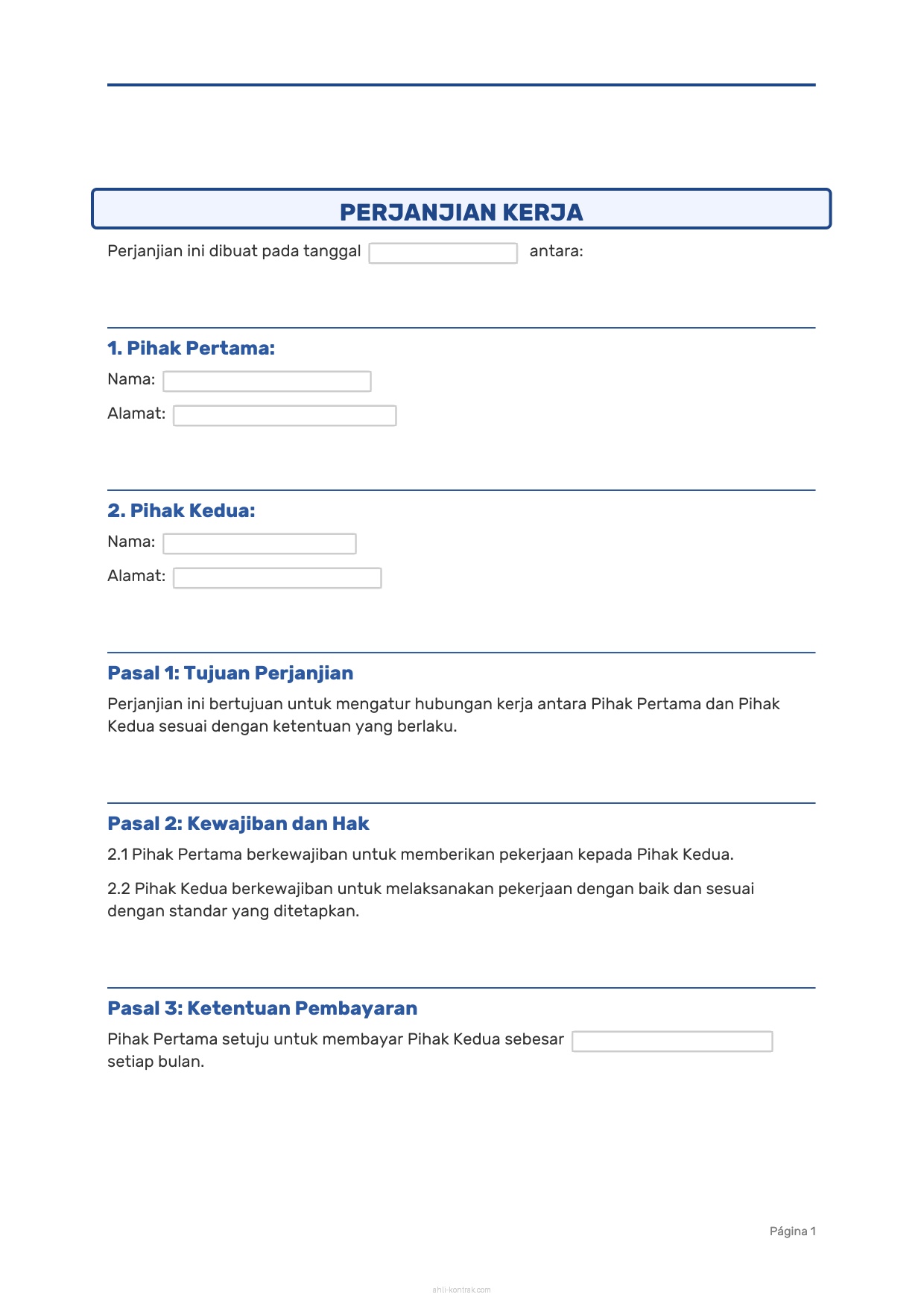 Surat Tanda Tangan Kontrak Kerja
