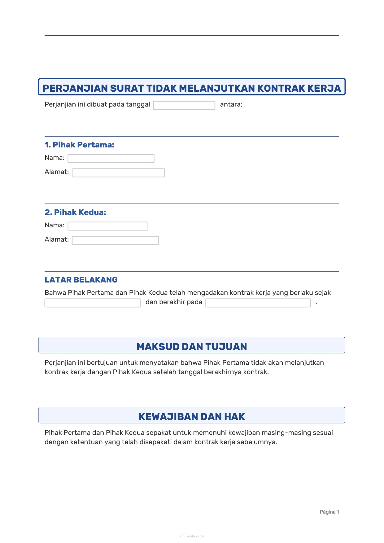 Surat Tidak Melanjutkan Kontrak Kerja