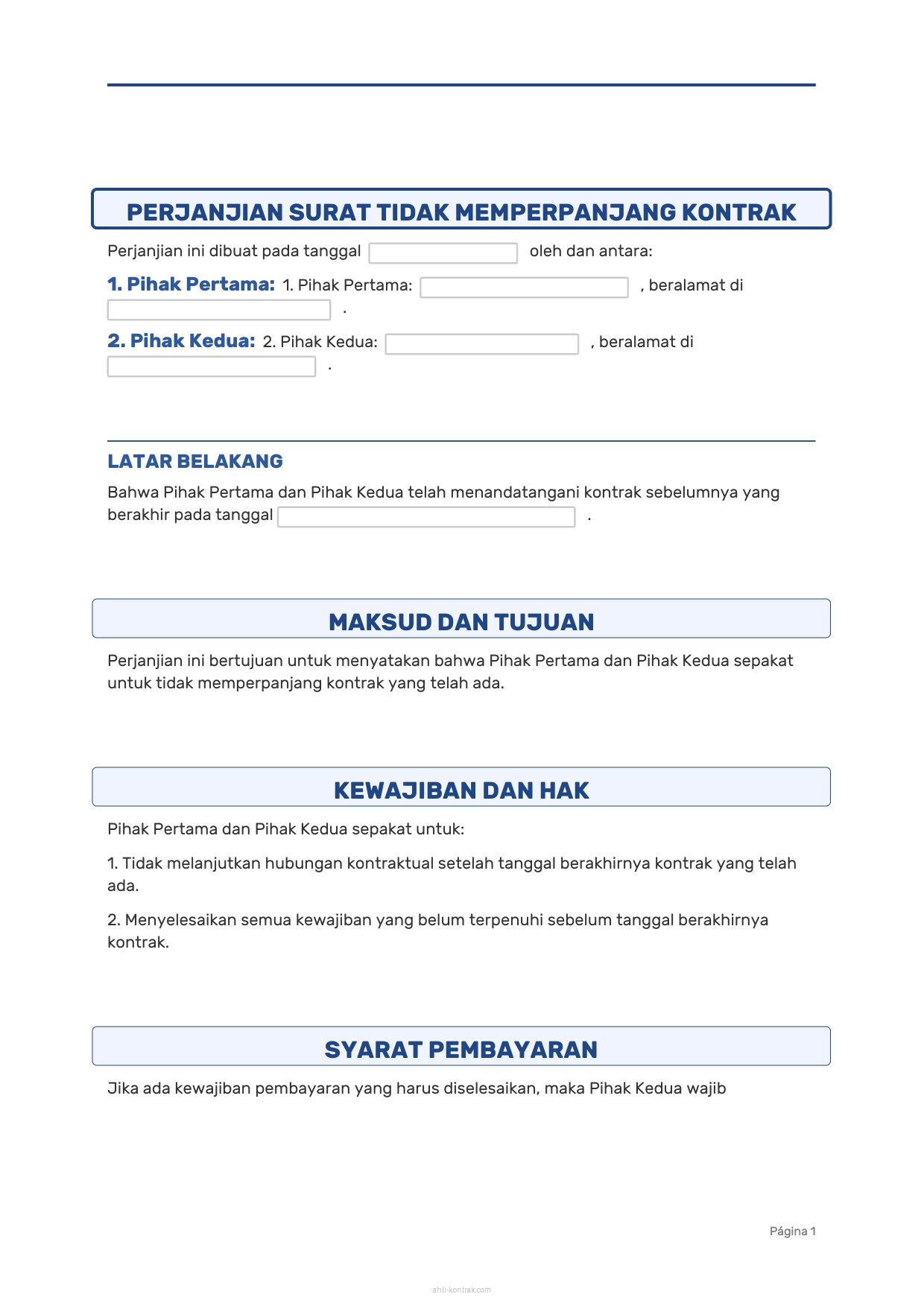 Surat Tidak Memperpanjang Kontrak